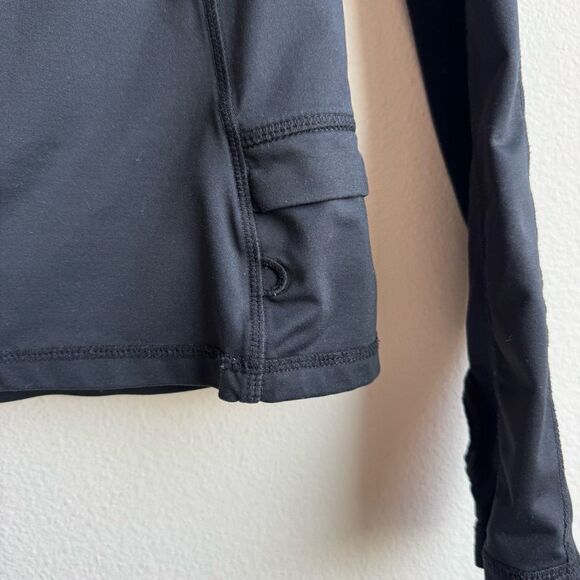Lululemon Run Trail Fold Collar Long Sleeve Black Thumb Hole Size 8 Medium - Picture 3 of 8